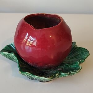 McCoy Pottery Vintage Apple Planter Vase 1950s FLAWS REPAIRED